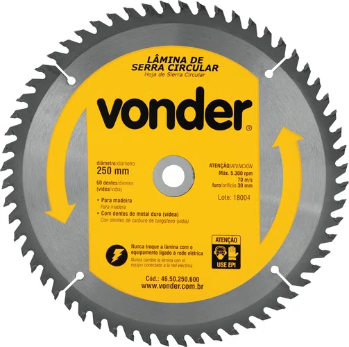 Lâmina de Serra Circular Videa 250X30X60D 4650250600 Vonder