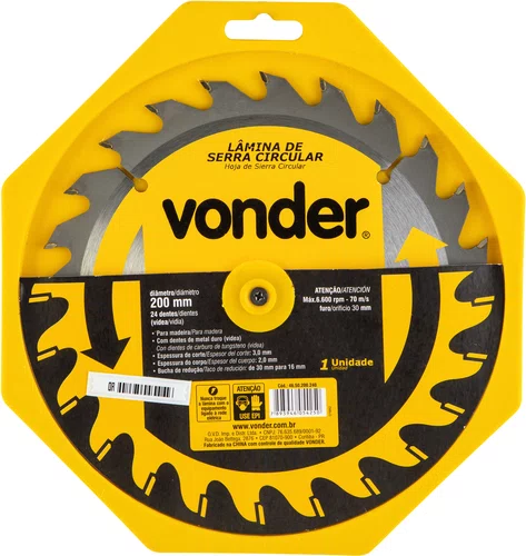 Lâmina para Serra Circular Videa 200 x 30 mm 24 Dentes Vonder