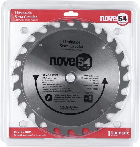 Lâmina Serra Circular Vídea 235 x 25 mm 24 Dentes Modelo 954 Vonder