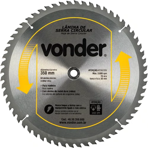 Lâmina para Serra Circular Vídea 350x30 mm 60 Dentes Vonder