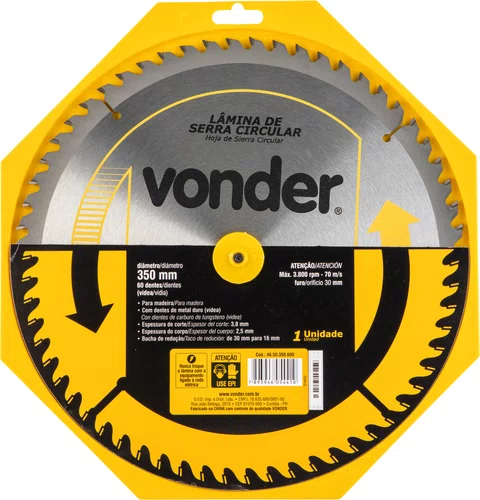 Lâmina para Serra Circular Vídea 350x30 mm 60 Dentes Vonder