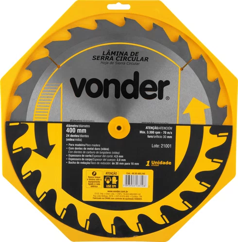 Lâmina para Serra Circular 400 x 30 mm 24 Dentes Vídea Vonder