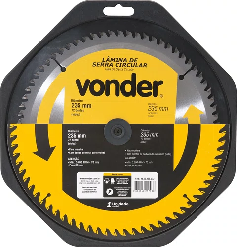 Lâmina Serra Circular Videa 450 x 30 mm 60 Dentes Vonder
