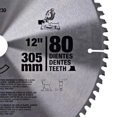 Lâmina Serra Esquadria 12" 80 Dentes Aluminio DWA03230 DeWalt