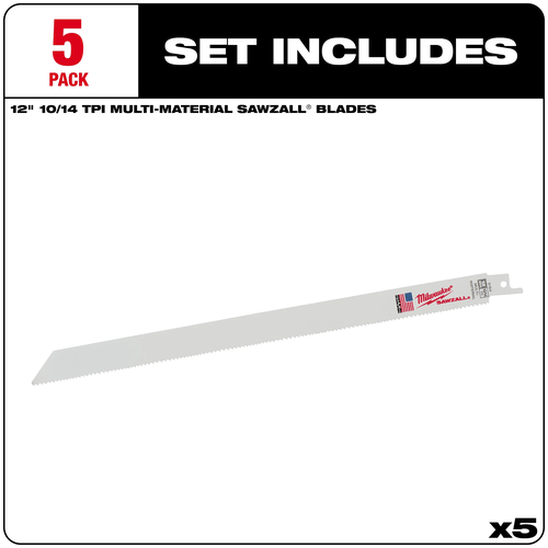 Lâmina Serra Sabre 12" 10-14D Uso Geral 5Pçs 48-00-5194 Milwaukee