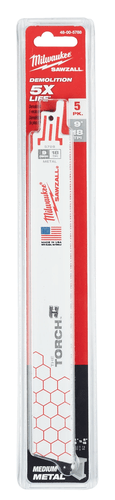Lâmina Serra Sabre 9" 18D Metal Torch 5 peças 48-00-5788 Milwaukee