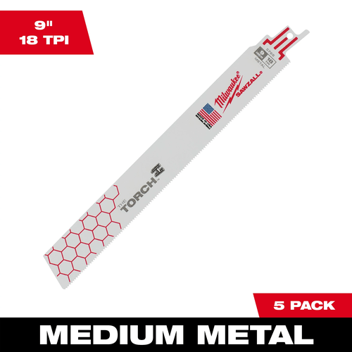Lâmina Serra Sabre 9" 18D Metal Torch 5 peças 48-00-5788 Milwaukee