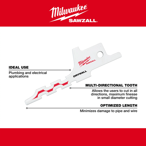 Lâmina Serra Sabre Mini 2" 1/2 Drywall 1Pç 48-00-1640 Milwaukee