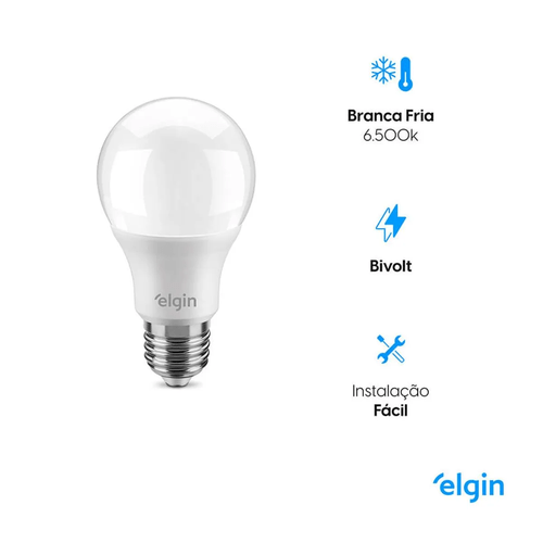 Lâmpada Led Bulbo 15W Bivolt 6500K Elgin