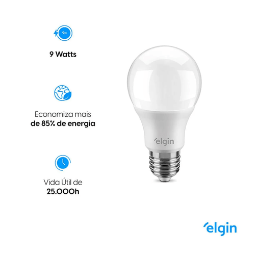 Lâmpada Led Bulbo 15W Bivolt 6500K Elgin