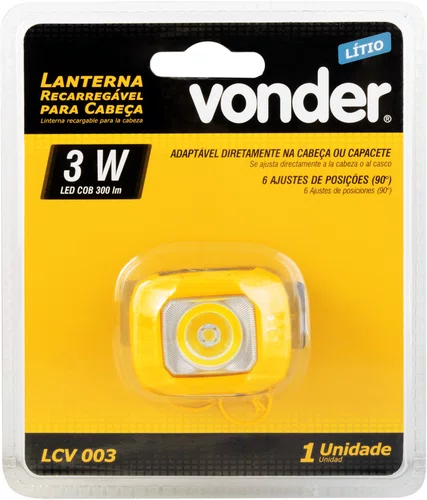 Lanterna de Cabeça Recarregável LED COB/CREE LCV003 Vonder
