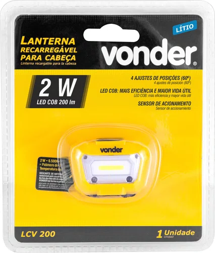 Lanterna para Cabeça Recarregável LED COB LCV200 Vonder
