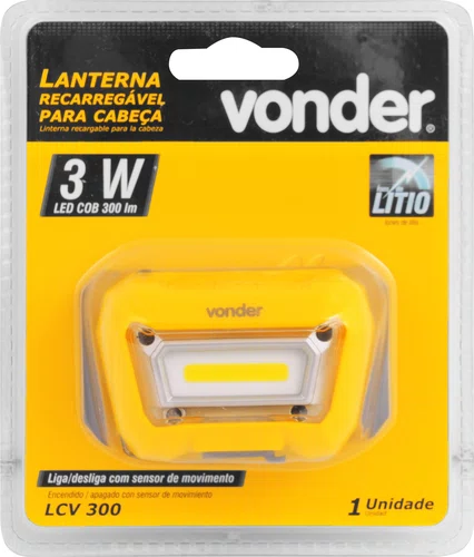 Lanterna de Cabeça Recarregável LED COB LCV300 Vonder