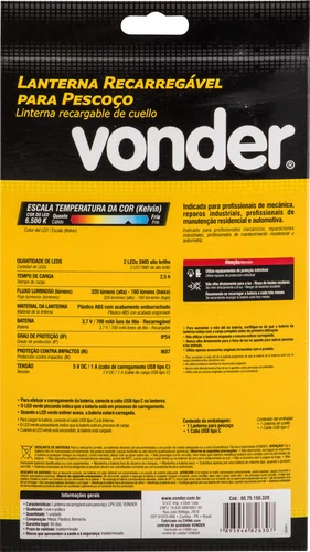 Lanterna para Pescoço Recarregável LPV 320 Vonder