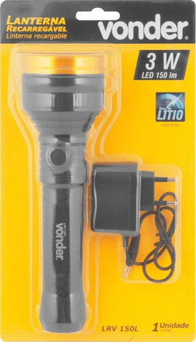 Lanterna Recarregável LRV150L LED 150lm Bateria de Lítio Vonder