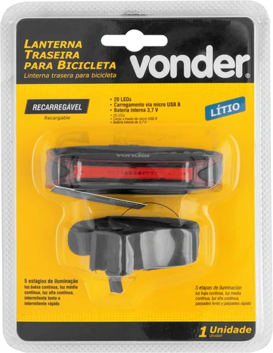 Lanterna Traseira Recarregável para Bicicleta Vonder
