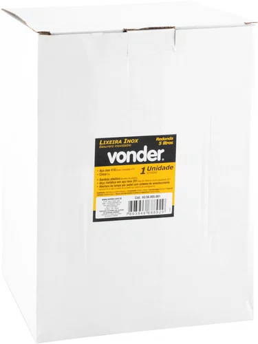 Lixeira Redonda 5L Aço Inox Vonder