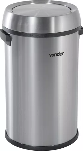 LIXEIRA REDONDA 65L INOX C/TAMPA BASC VD