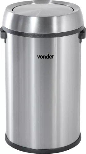 LIXEIRA REDONDA 65L INOX C/TAMPA BASC VD