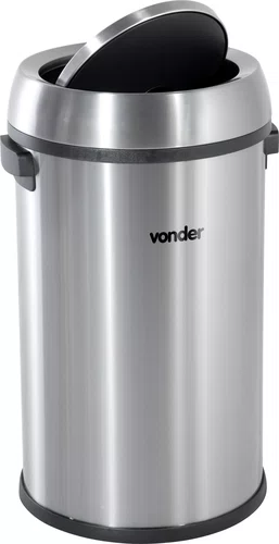 LIXEIRA REDONDA 65L INOX C/TAMPA BASC VD