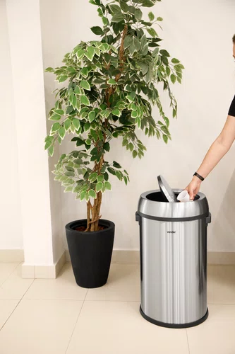 LIXEIRA REDONDA 65L INOX C/TAMPA BASC VD