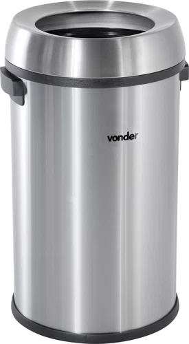 Lixeira Redonda Inox 65L Sem Tampa Vonder