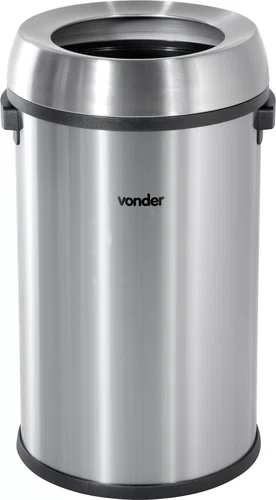 Lixeira Redonda Inox 65L Sem Tampa Vonder