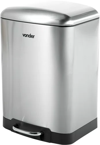 Lixeira Retangular 12L Aço Inox com Pedal Vonder