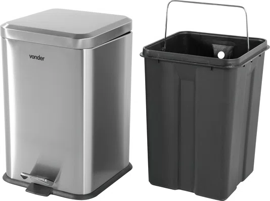 Lixeira Retangular 20L Inox Vonder
