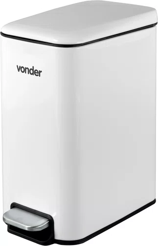 Lixeira Retangular 5L Branca Vonder