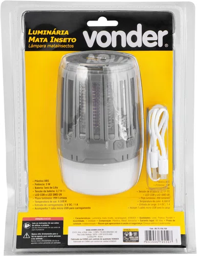 Luminária Mata Inseto Recarregável Vonder
