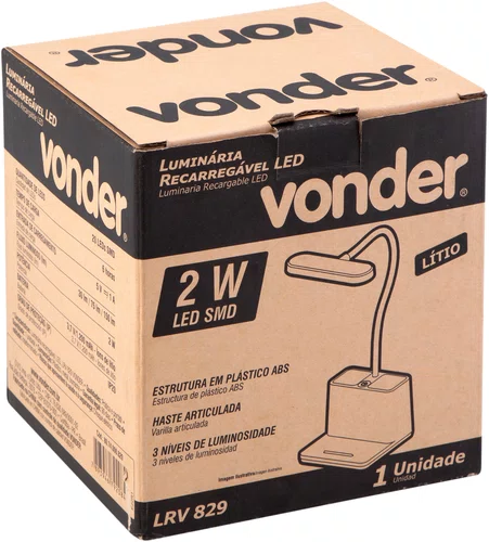 Luminária Recarregável LED LRV829 Vonder