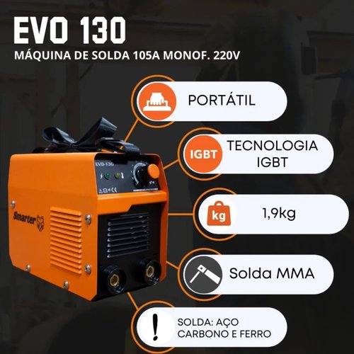 Máquina de Solda Inversora Portátil MMA Smarter EVO 130 220V MEGATEC