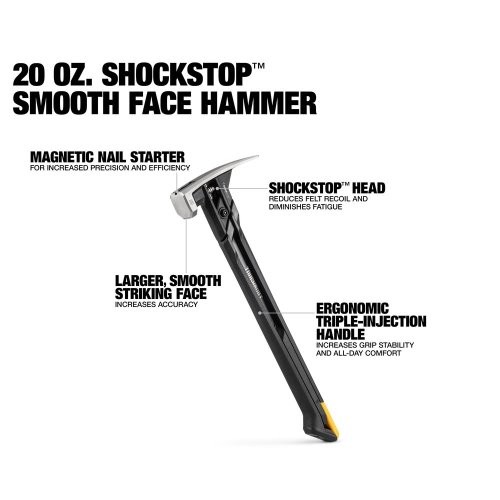 Martelo Unha Reta Magnético e Antivibração 567g com Cabo Emborrachado TB-H1-1SBR-S20 ToughBuilt