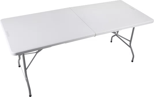 Mesa Plástica Dobrável Retangular 180 cm Branca – Vonder