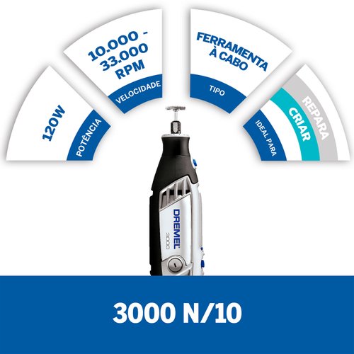 Micro Retífica Dremel 3000 com 10 Acessórios 127V
