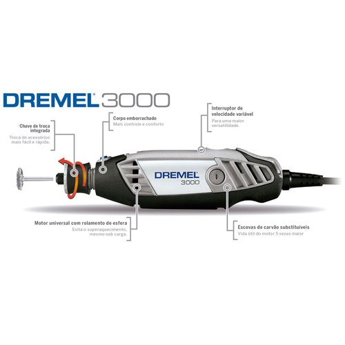 Micro Retífica Dremel 3000 220V Com 10 Acessórios F0133000PC Dremel