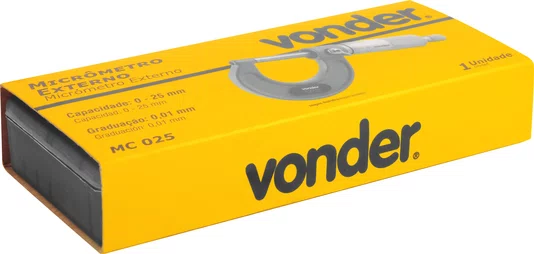 Micrômetro Externo 0-25 mm 0,01 mm MC025 Vonder