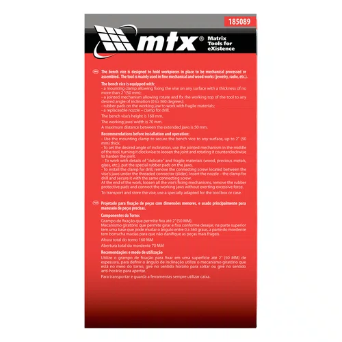 Mini Torno De Bancada Giratório Com Suporte Para Furadeira 185089 MTX