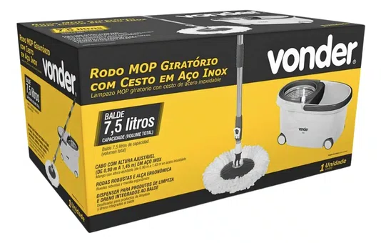 Mop Giratório com Cesto em Aço Inox 7,5L Vonder