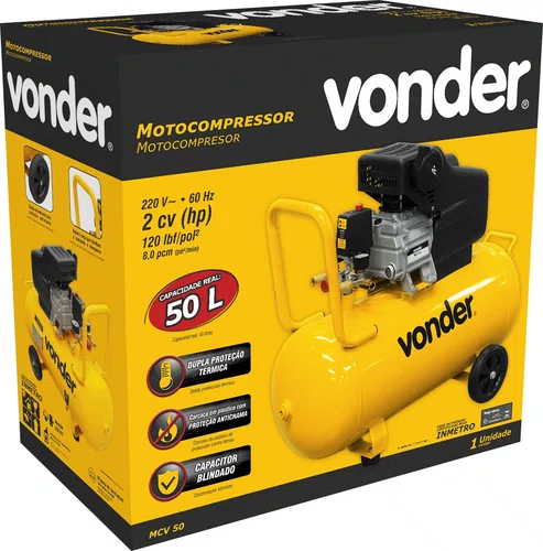 Motocompressor de Ar 8 Pés 50L 2HP 220V MCV 50 Vonder