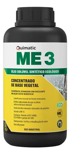 Óleo Solúvel Sintético Vegetal ME3 Quimatic 1 Litro AN1 Tapmatic