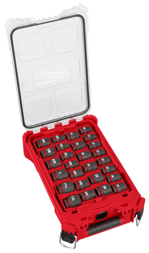 Jogo Soquete Impacto Packout Enc. 1/2" Curto 27 Pçs Mm/Pol 49-66-6804 Milwaukee