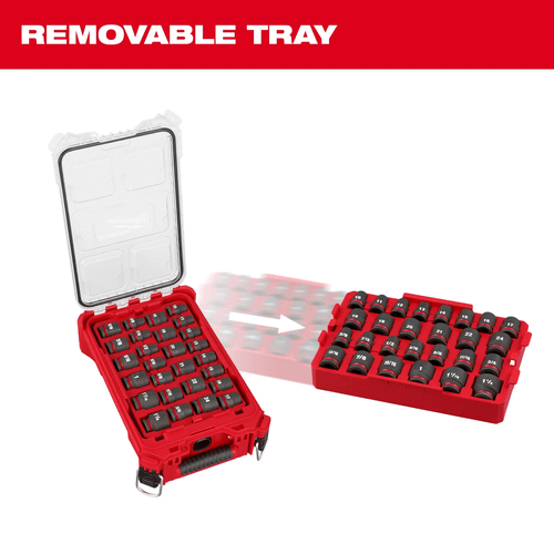 Jogo Soquete Impacto Packout Enc. 1/2" Curto 27 Pçs Mm/Pol 49-66-6804 Milwaukee