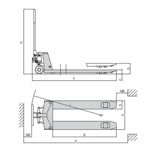 Paleteira Hidráulica Manual 2 Ton Roda Dupla Garfo 68cm TP2301 Bovenau