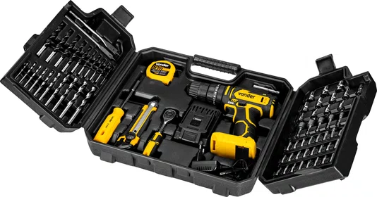 Parafusadeira/Furadeira a Bateria 20V com Impacto Kit 78 Peças Vonder