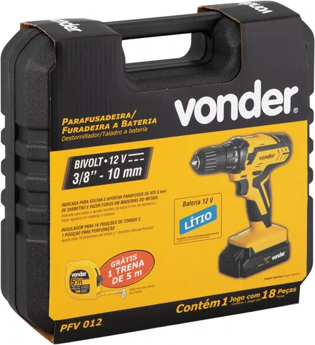 Parafusadeira/Furadeira a Bateria 12V PFV012 Bivolt Vonder