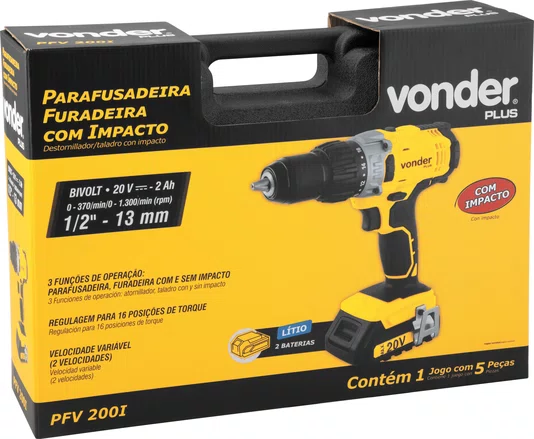 Parafusadeira/Furadeira a Bateria 20V PFV200I com Impacto Vonder