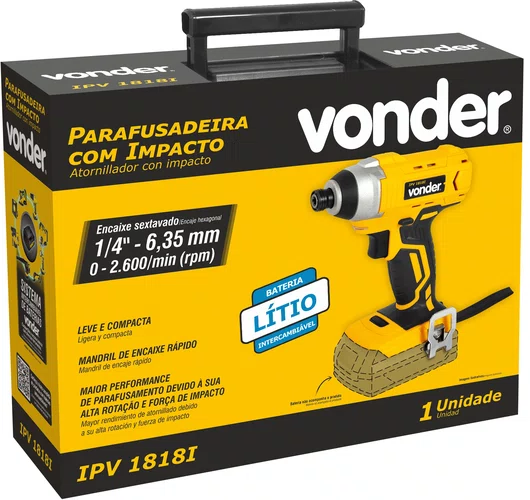 Parafusadeira de Impacto 1/4" 18V Sem Bateria e Carregador IPV1818I Vonder