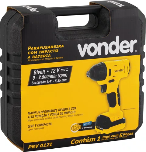 Parafusadeira de Impacto 12V PBV012I com Maleta e Baterias Vonder